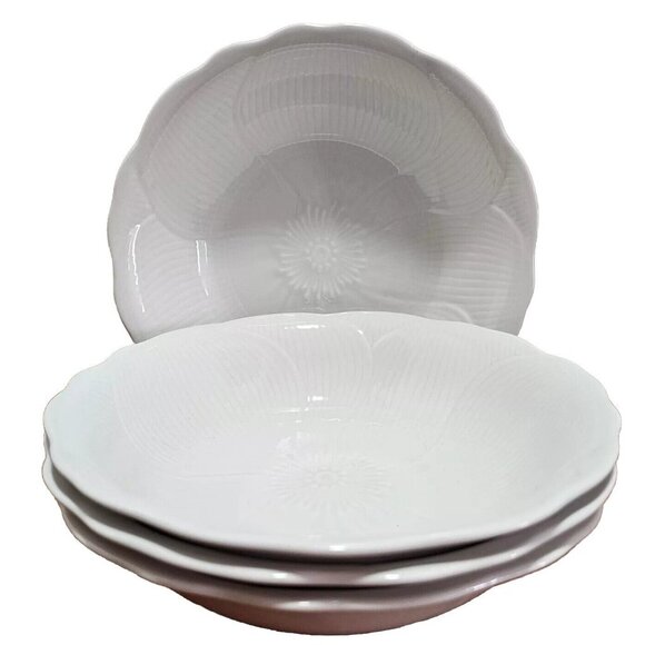 4) Mikasa Magnolia Coupe Soup Bowls 7.75" flower emboss Spring Line Larry Laslo - Picture 1 of 10